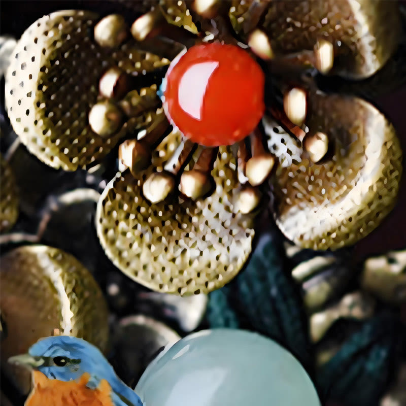 Foviel Green Aventurine Red Agate Alloy Flowers Soothing Hairpin