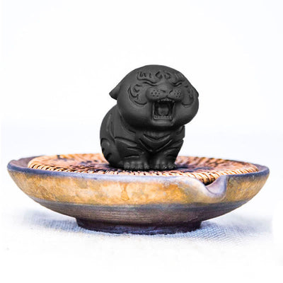 Foviel Mini Statue de tigre mignon en résine coulée pour décoration intérieure contre la rouille et la poudre de fer