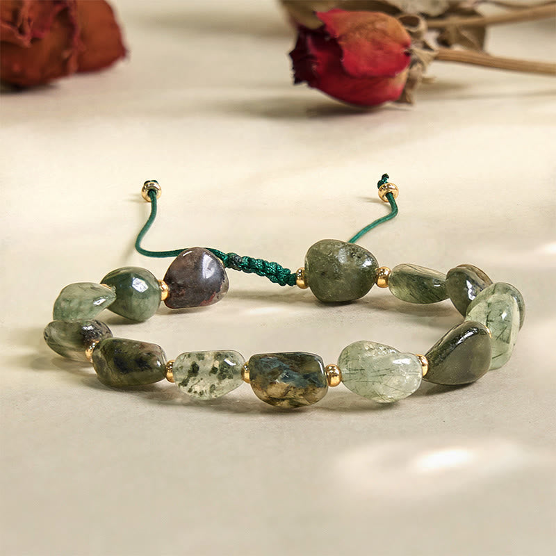 Bracelet de protection tressé en quartz rutilé vert Foviel