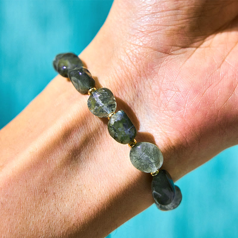 Bracelet de protection tressé en quartz rutilé vert Foviel