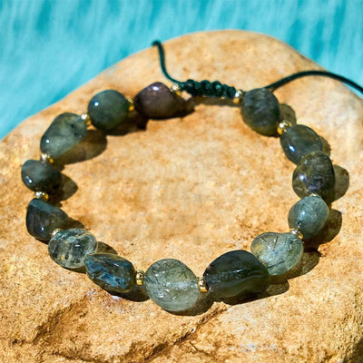 Bracelet de protection tressé en quartz rutilé vert Foviel