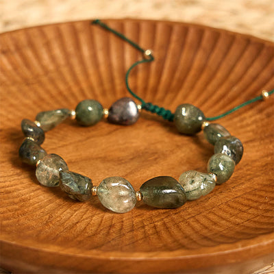 Bracelet de protection tressé en quartz rutilé vert Foviel