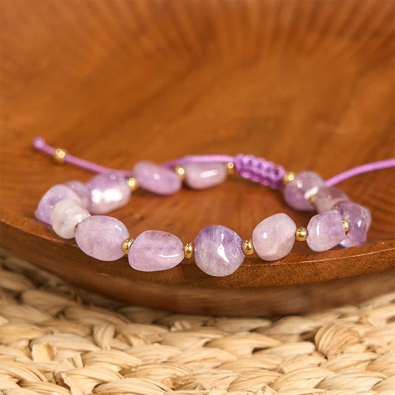 Foviel Irregular Shape Amethyst Braid String Balance Bracelet