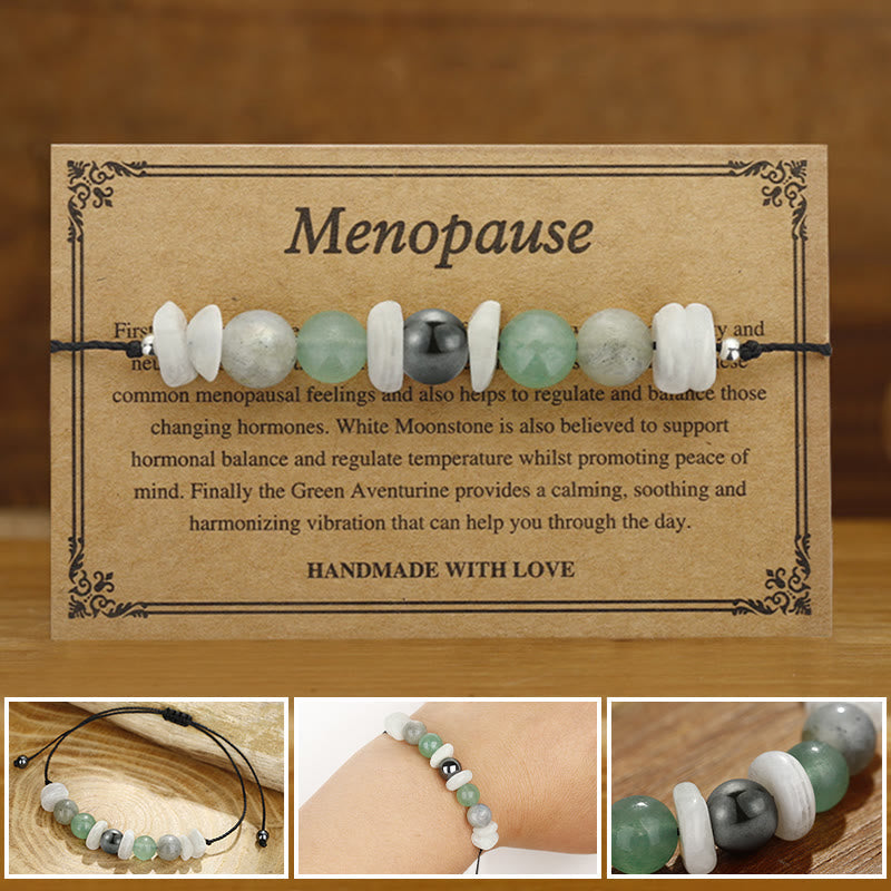 Foviel Menopause Labradorite Green Aventurine White Moonstone Healing Bracelet
