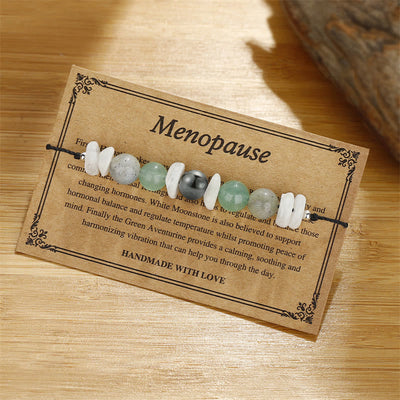 Foviel Menopause Labradorite Green Aventurine White Moonstone Healing Bracelet