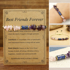 Foviel Best Friends Forever Amethyst Rose Quartz Lazurite Lapis Lazuli Spiritual Bracelet
