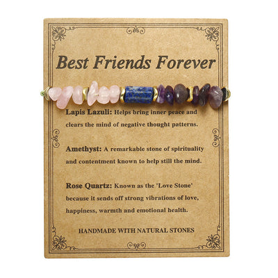Foviel Best Friends Forever Amethyst Rose Quartz Lazurite Lapis Lazuli Spiritual Bracelet