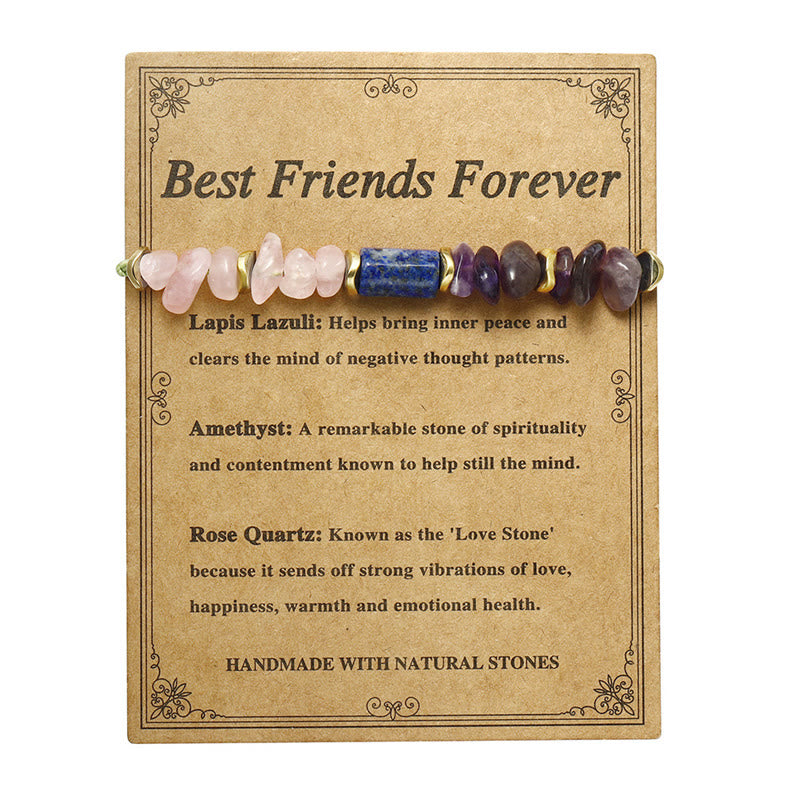 Foviel Best Friends Forever Amethyst Rose Quartz Lazurite Lapis Lazuli Spiritual Bracelet