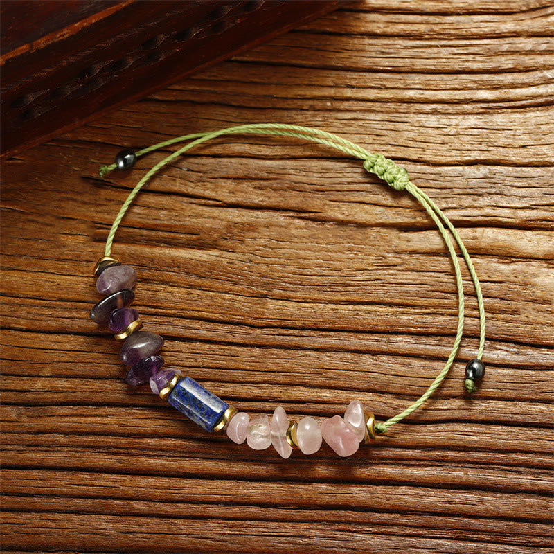Foviel Best Friends Forever Amethyst Rose Quartz Lazurite Lapis Lazuli Spiritual Bracelet