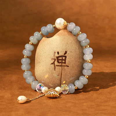 Foviel Natürliche Aquamarine Pearl Shell Heilende Perlen Armband