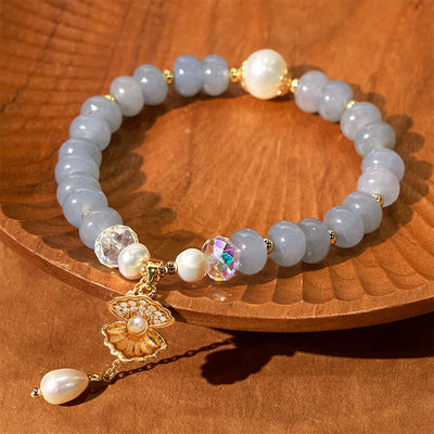 Foviel Natürliche Aquamarine Pearl Shell Heilende Perlen Armband