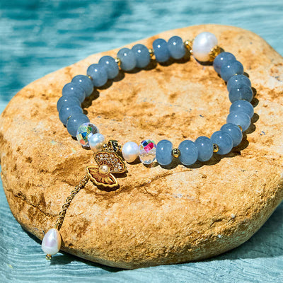 Foviel Natürliche Aquamarine Pearl Shell Heilende Perlen Armband