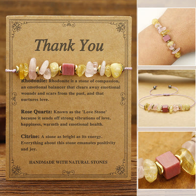 Foviel Thank You Rose Quartz Citrine Rhodonite Passionate Bracelet