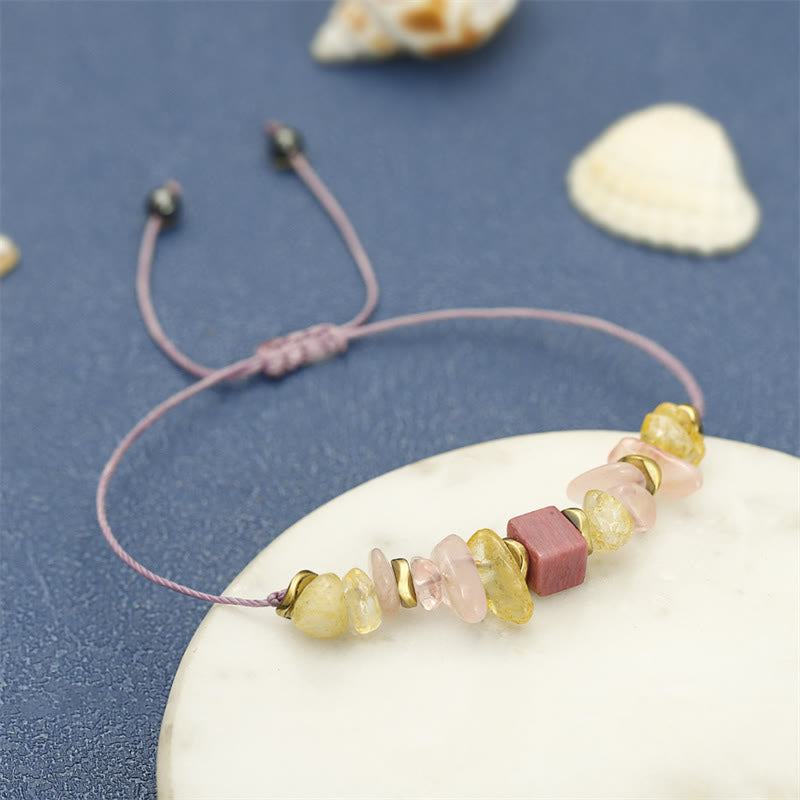 Foviel Thank You Rose Quartz Citrine Rhodonite Passionate Bracelet