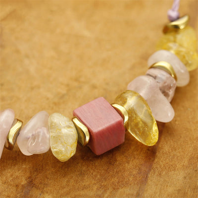 Foviel Thank You Rose Quartz Citrine Rhodonite Passionate Bracelet