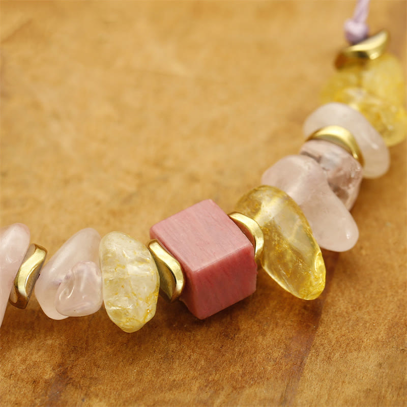 Foviel Thank You Rose Quartz Citrine Rhodonite Passionate Bracelet