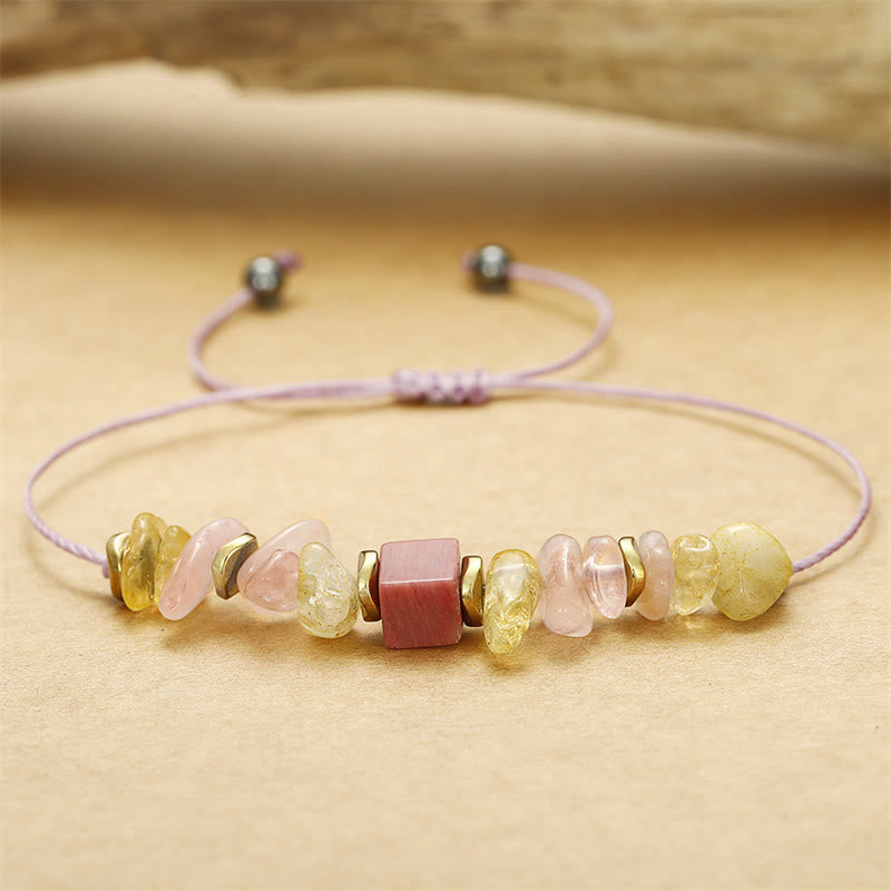 Foviel Thank You Rose Quartz Citrine Rhodonite Passionate Bracelet