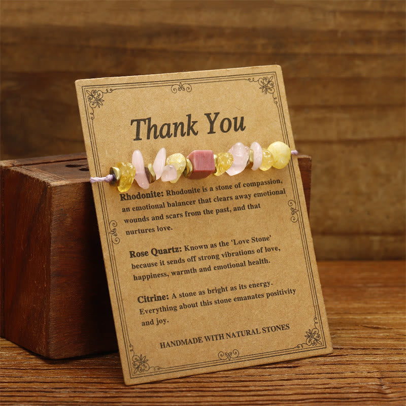 Foviel Thank You Rose Quartz Citrine Rhodonite Passionate Bracelet