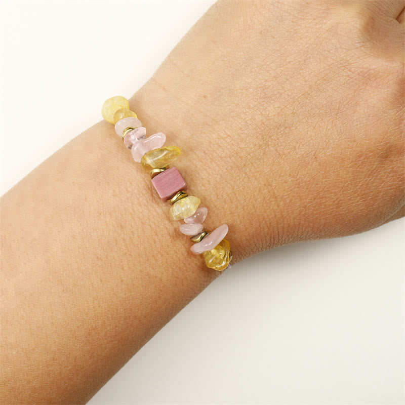 Foviel Thank You Rose Quartz Citrine Rhodonite Passionate Bracelet