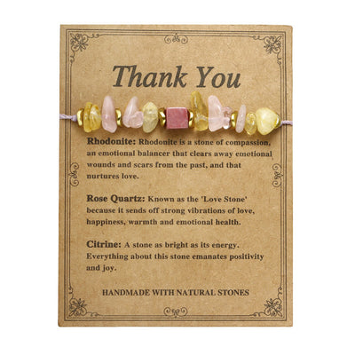 Foviel Thank You Rose Quartz Citrine Rhodonite Passionate Bracelet