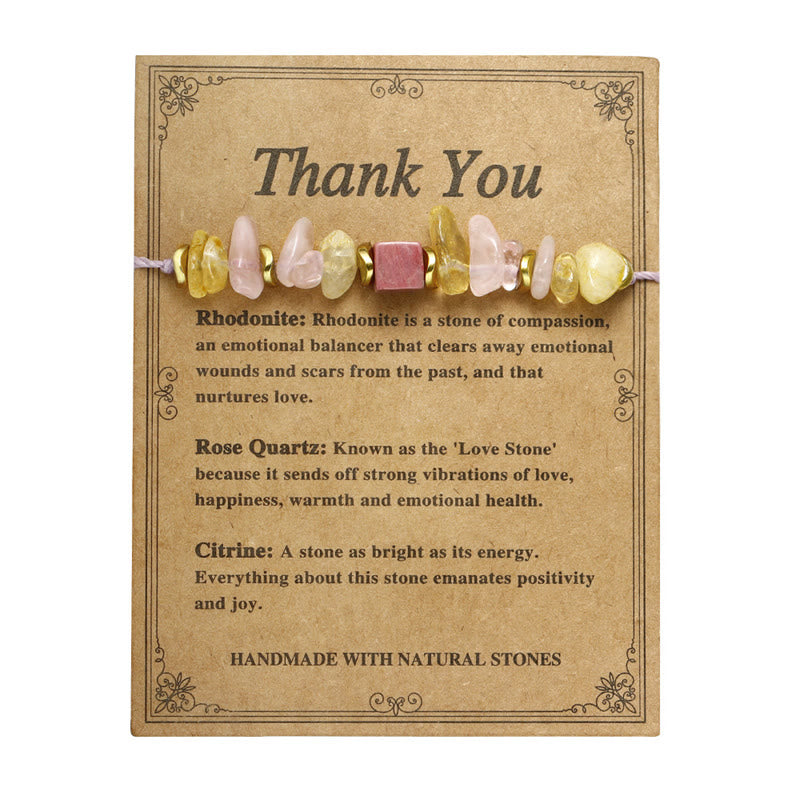 Foviel Thank You Rose Quartz Citrine Rhodonite Passionate Bracelet