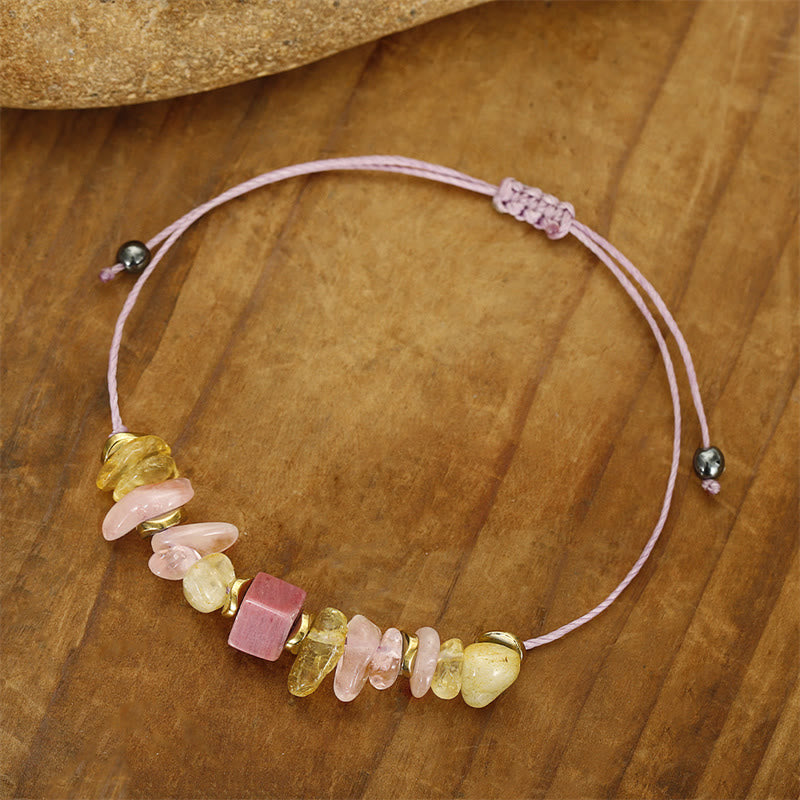 Foviel Thank You Rose Quartz Citrine Rhodonite Passionate Bracelet