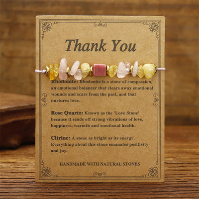 Foviel Thank You Rose Quartz Citrine Rhodonite Passionate Bracelet