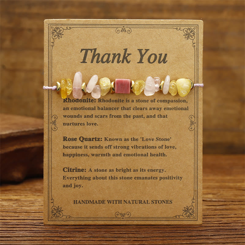 Foviel Thank You Rose Quartz Citrine Rhodonite Passionate Bracelet