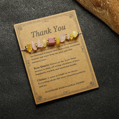 Foviel Thank You Rose Quartz Citrine Rhodonite Passionate Bracelet