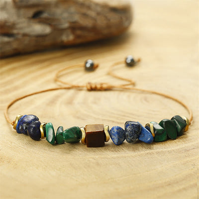 Foviel Positive Vibes Malachite Tiger's Eye Lazurite Lapis Lazuli Anti-anxiety Bracelet