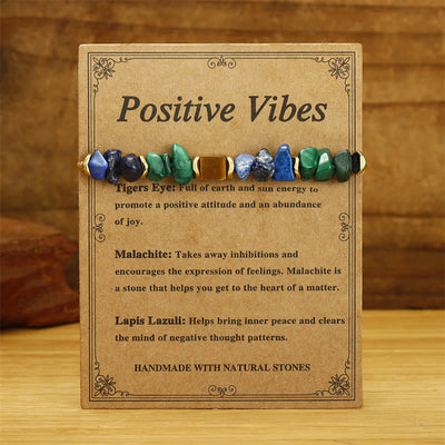 Foviel Positive Vibes Malachite Tiger's Eye Lazurite Lapis Lazuli Anti-anxiety Bracelet