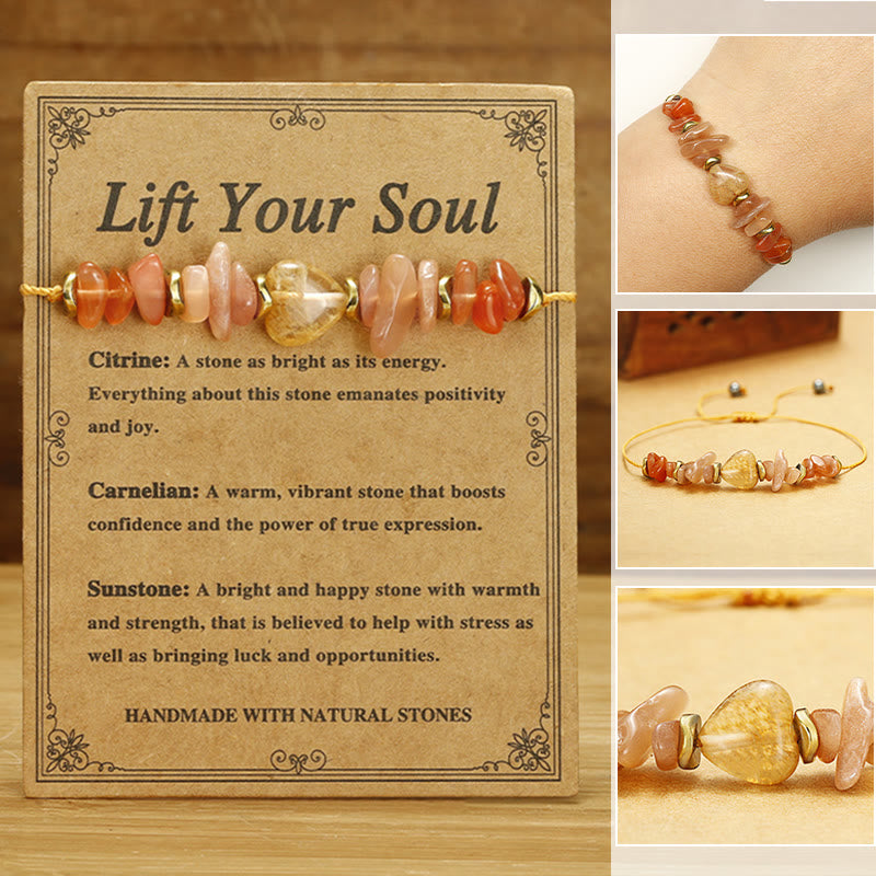 Foviel Lift Your Soul Citrine Carnelian Sun Stone Happiness Bracelet