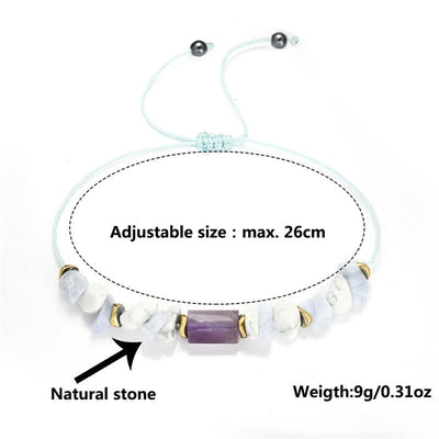 Bracelet de guérison Foviel anti-stress en améthyste, agate dentelle bleue et howlite