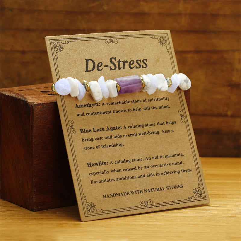 Foviel De-Stress Amethyst Blue Lace Agate Howlite Healing Bracelet