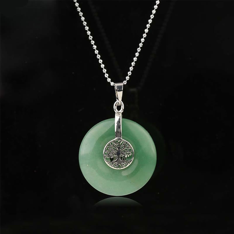 Collier pendentif Arbre de vie en cristal varié quartz rose aventurine verte améthyste Foviel Kindness