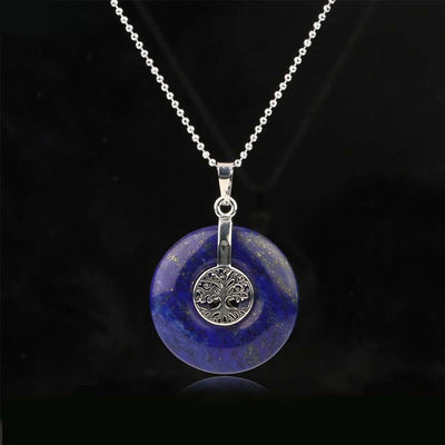Collier pendentif Arbre de vie en cristal varié quartz rose aventurine verte améthyste Foviel Kindness