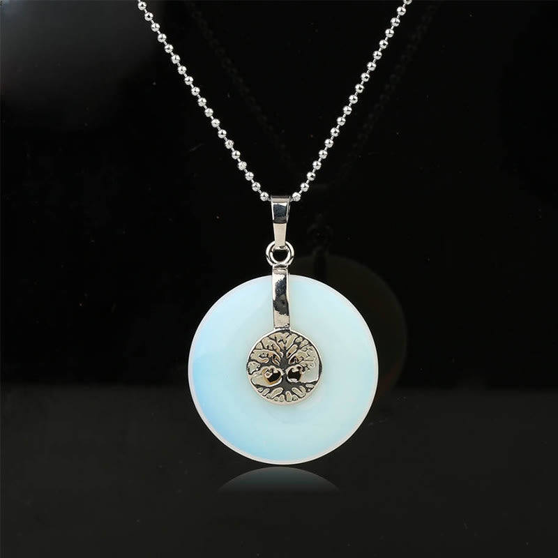 Collier pendentif Arbre de vie en cristal varié quartz rose aventurine verte améthyste Foviel Kindness