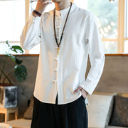 Foviel Casual Stand Collar Frog-Button Long Sleeve Tang Suit Men's Shirt