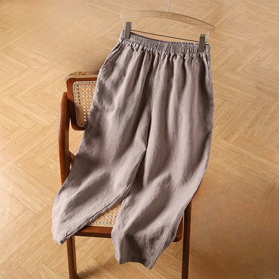Buddha Stones Casual Plain High Waist Cotton Linen Women's Harem Pants With Pockets - RosyBrown - US14，UK/AU18，EU46 (4XL) - image 7