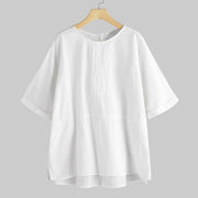 Foviel Summer Casual Plain Half Sleeve Crew Neck Side Slit Women's T-Shirt