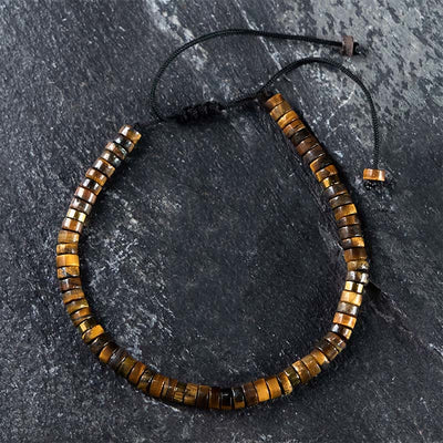 Bracelet de courage en perles d'espacement en œil de tigre naturel Foviel