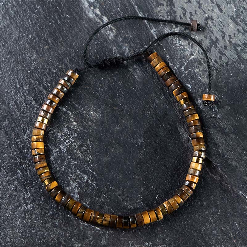 Bracelet de courage en perles d'espacement en œil de tigre naturel Foviel