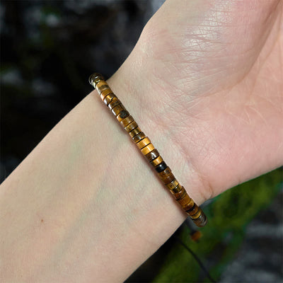 Bracelet de courage en perles d'espacement en œil de tigre naturel Foviel