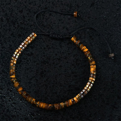 Bracelet de courage en perles d'espacement en œil de tigre naturel Foviel