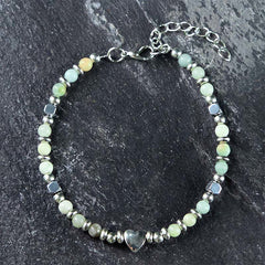 Buddha Stones Natural Stone Amazonite Amethyst Lazurite Rose Quartz Heart Positive Balance Bracelet - image 0