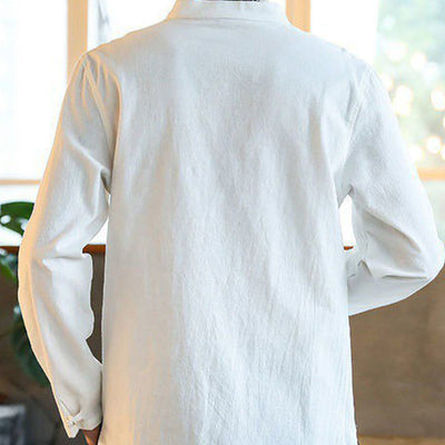 Buddha Stones Casual Stand Collar Frog-Button Long Sleeve Tang Suit Men's Shirt - image 1