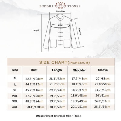 Buddha Stones Meditation Frog-Button Tang Long Sleeve Shirt Pants Men's Suit - image 3