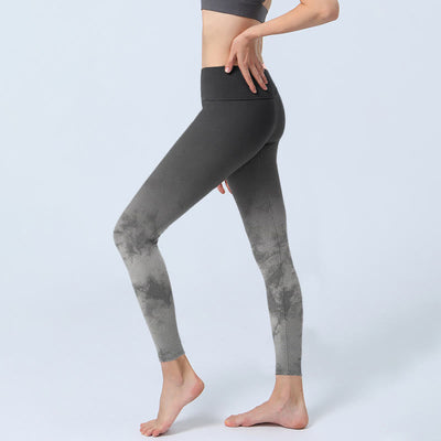 Buddha Stones Gradient Floral Print Exercise Leggings Women's Yoga Pants - image 3
