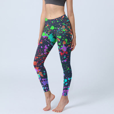 Buddha Stones Black Splash Ink Print Exercise Leggings Women's Yoga Pants - Black - US18，UK/AU22，EU50 (4XL) - image 1