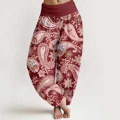 Buddha Stones Cotton Casual Paisley Pattern Women's Elastic Waist Harem Pants - Brown - US22，UK/AU26，EU54 (6XL) - image 0